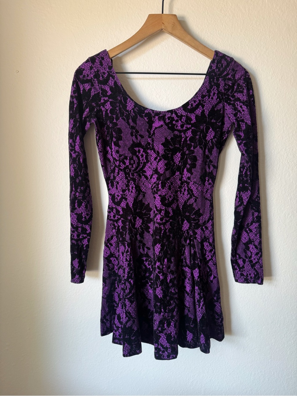 Betsey Johnson | Y2K Flocked Velvet Skater Mini Dress